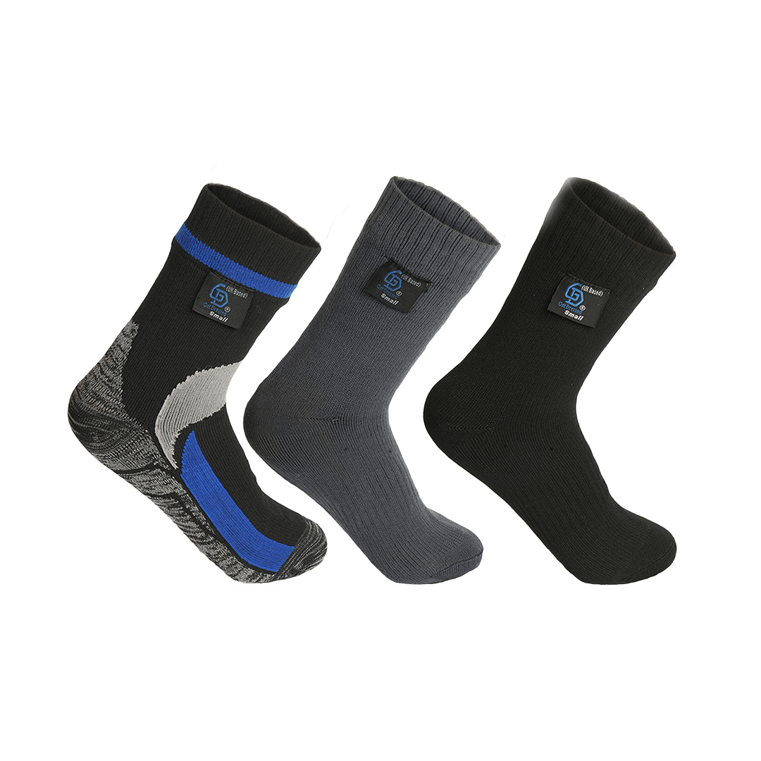 Get Dressed waterproof socks with triple-layer protection—designed for outdoor adventures, hiking, and wudhu. Breathable, durable, and fully waterproof for all-weather comfort.